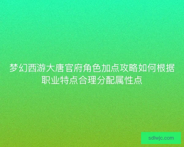 梦幻西游大唐官府角色加点攻略如何根据职业特点合理分配属性点