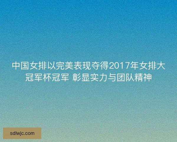 中国女排以完美表现夺得2017年女排大冠军杯冠军 彰显实力与团队精神